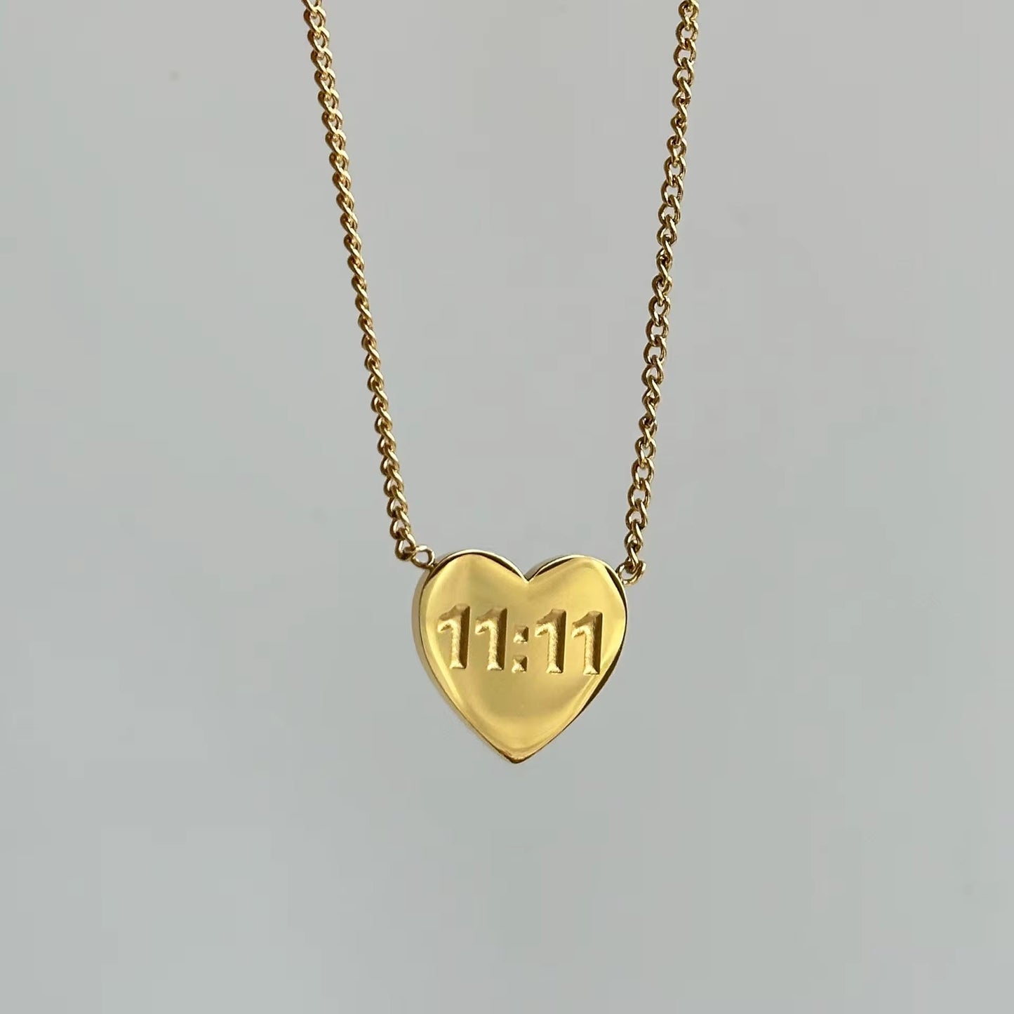 Gold 11:11 Heart Necklace