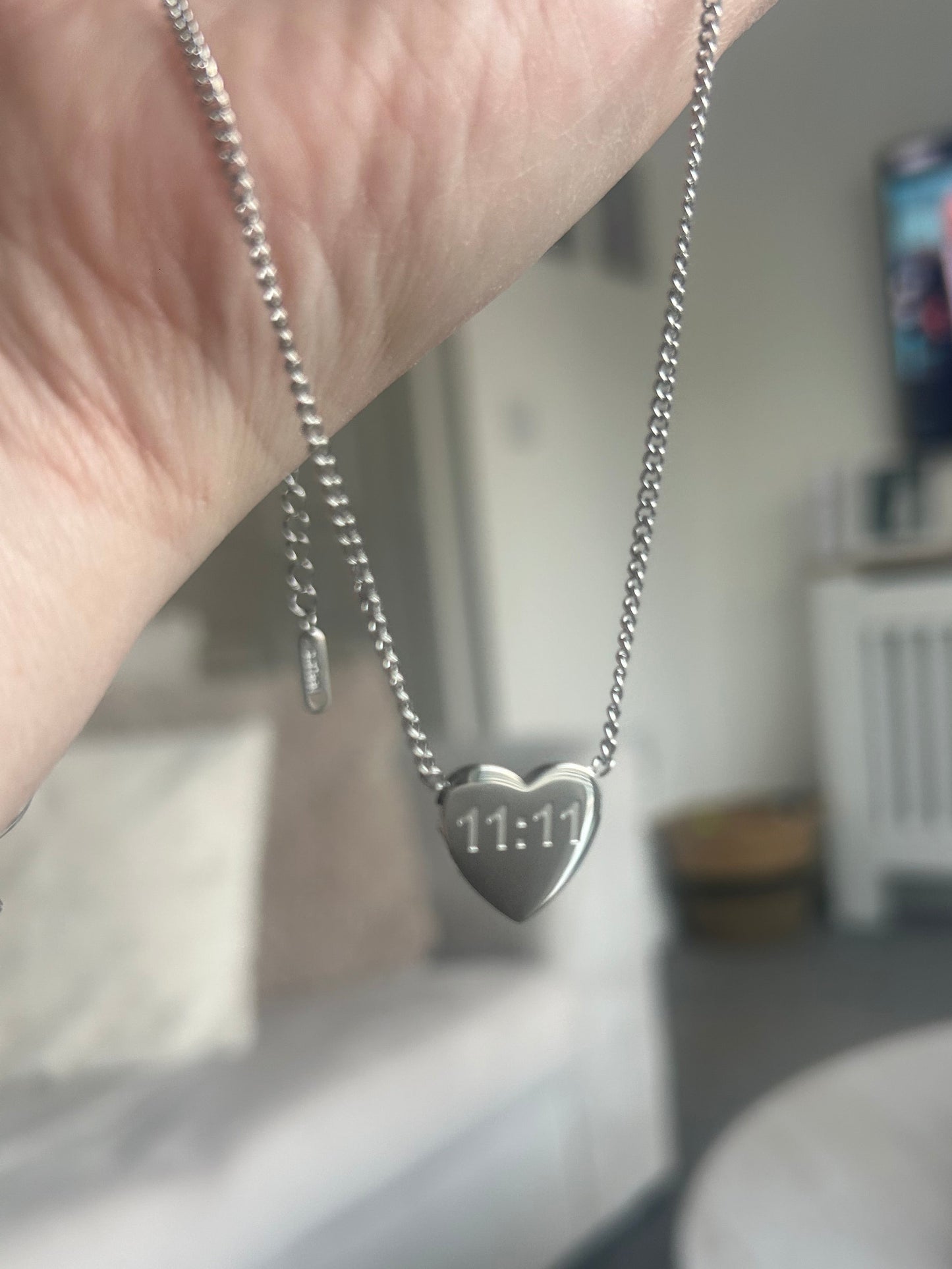 Silver 11:11 Heart Necklace
