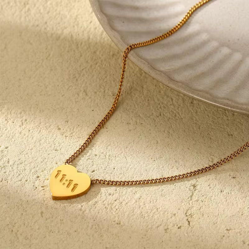 Gold 11:11 Heart Necklace