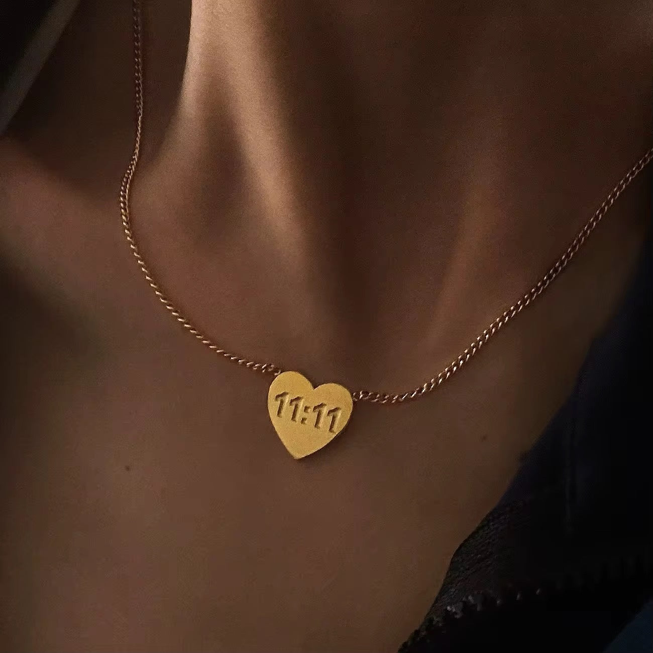 Gold 11:11 Heart Necklace